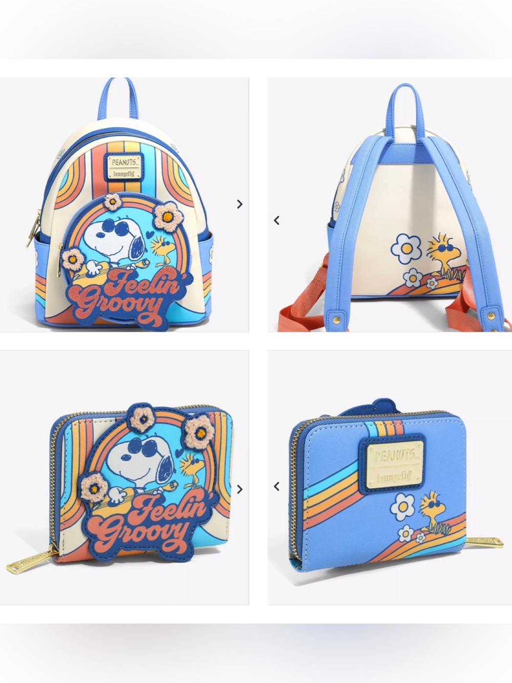 Loungefly Peanuts Snoopy and Woodstock Feelin' Groovy Mini Backpack & Wallet
